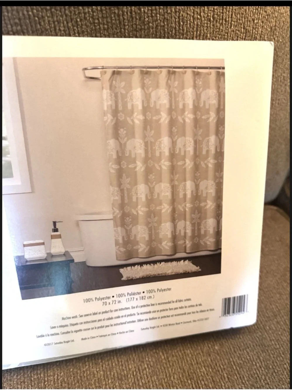 2 Count Saturday Knight LTD Elephant Walk Palm Trees Fabric Shower Curtains